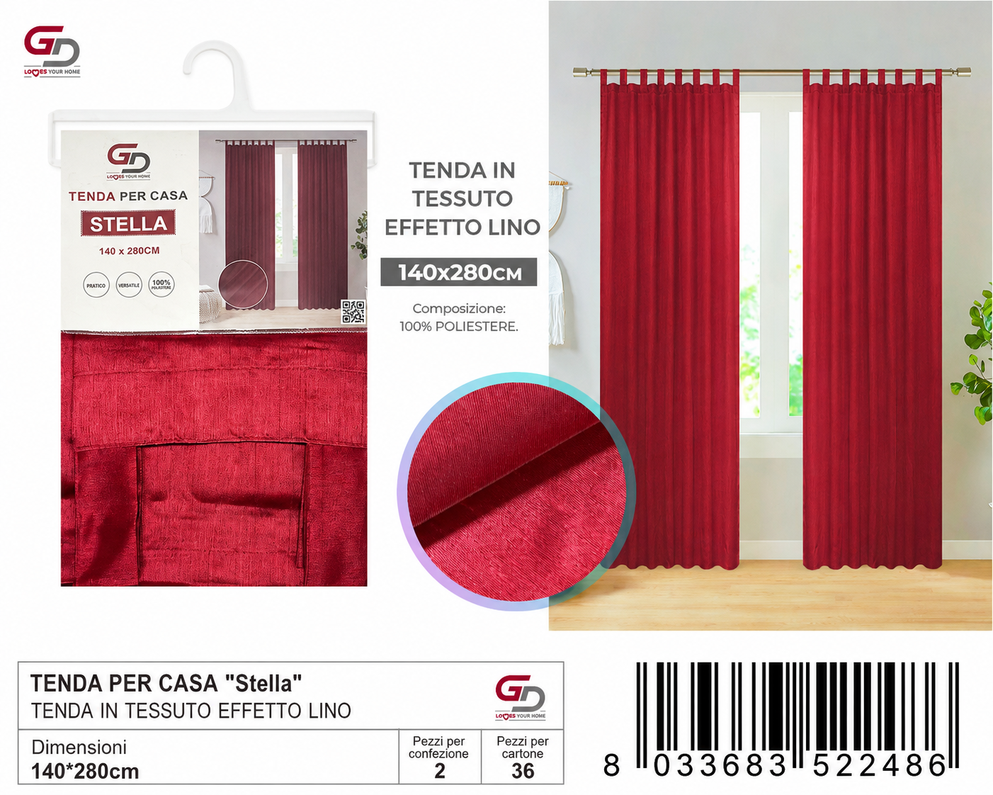 TENDA PER CASA Stella 140*280CM