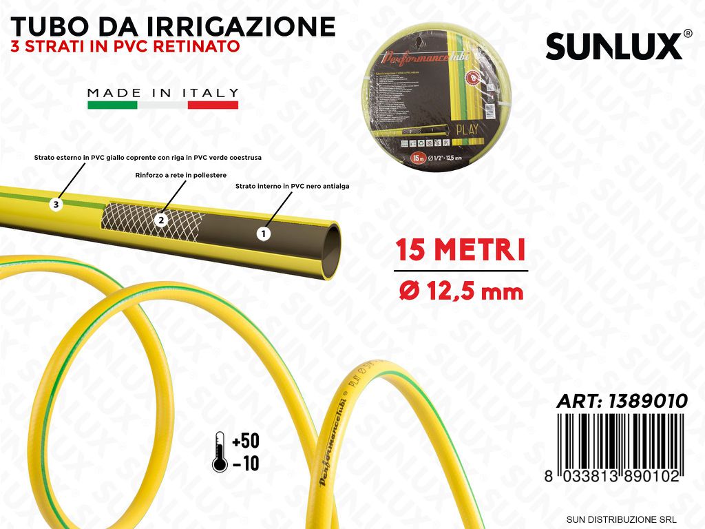 Tubo Pvc Retinato Irrigazione Gia. D.12.5 MM*15MT