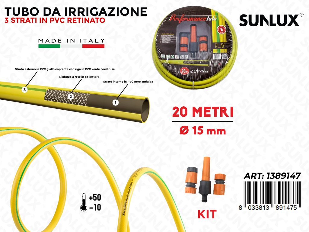 Kit Tubo Pvc Retinato Irrigazione Gia. D.15 MM*20MT