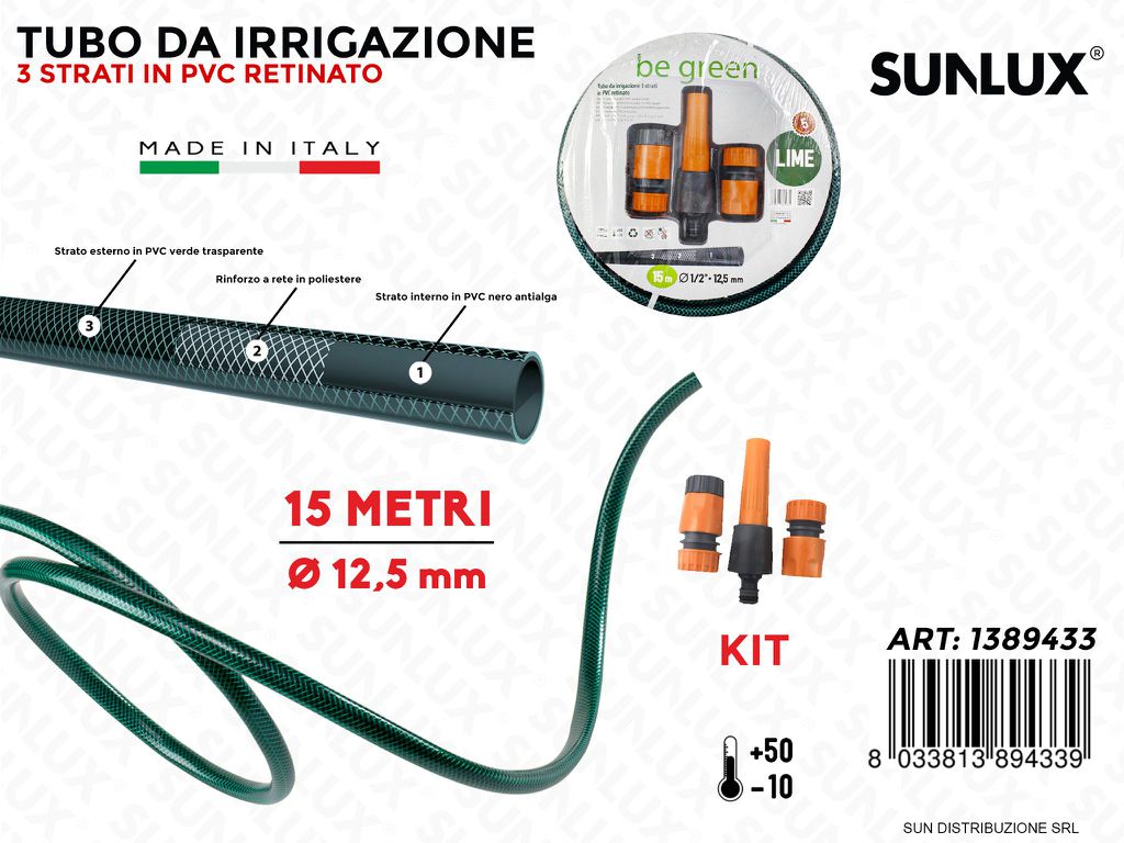 Kit Tubo Pvc Retinato Irrigazione Ve D.12.5MM*15MT