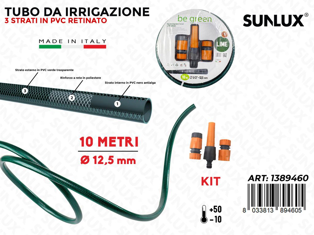 Kit Tubo Pvc Retinato Irrigazione Ve D.12.5MM*10MT