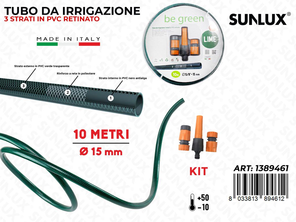 Kit Tubo Pvc Retinato Irrigazione Ve D.15MM*10MT