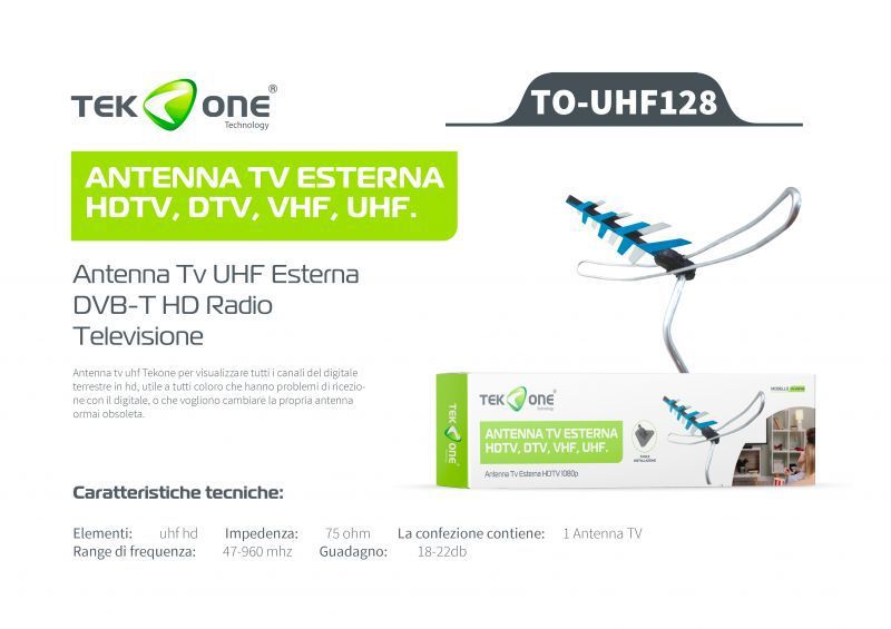Antenna Tv Esterna Hdtv Dtv Vhf Uhf 1080P TO-UHF128