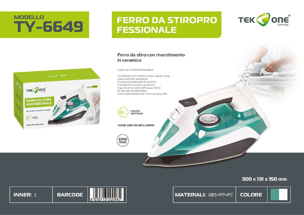 Ferro da Stiro Professionale 220-240V 50-60HZ 2200W