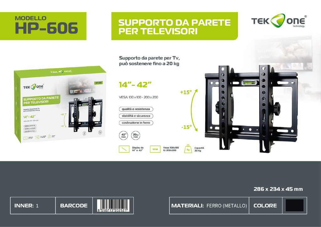 Supporto Tv 14-42'' Max Portata 20KG
