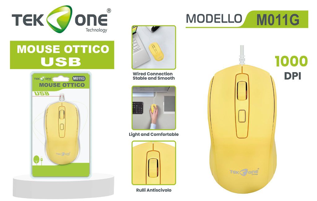 Mouse Ottico Usb M011GIALLO