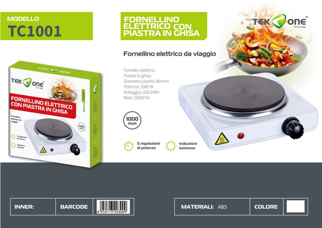 Fornello Elettrico Con Piastra In Ghisa 220-240V 50/60Hz 1000W