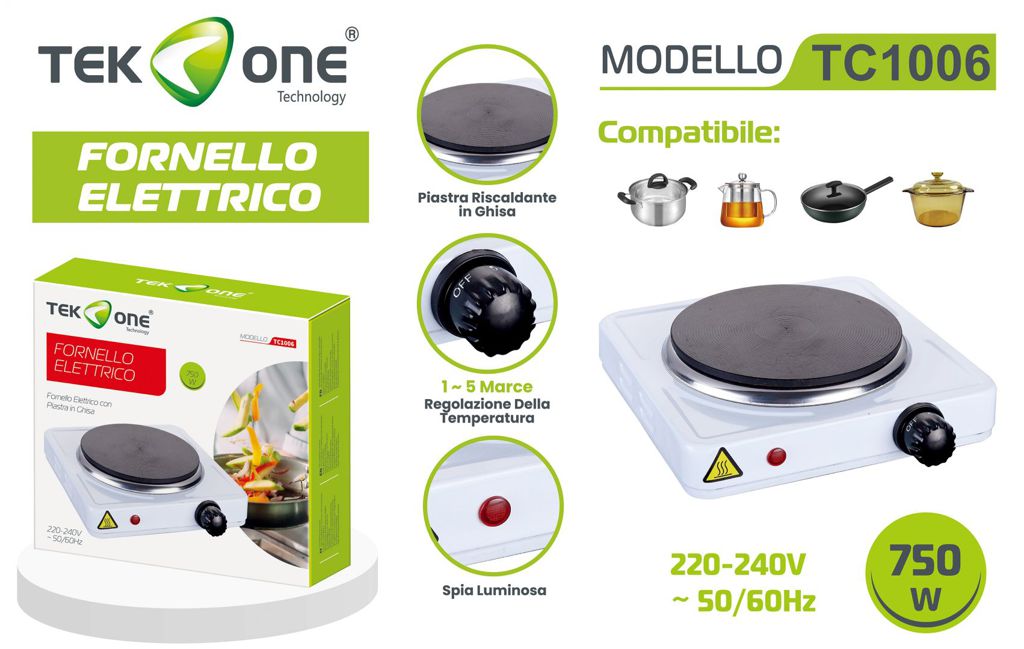 Fornello Elettrico Con Piastra In Ghisa 220-240V 50/60Hz 750W