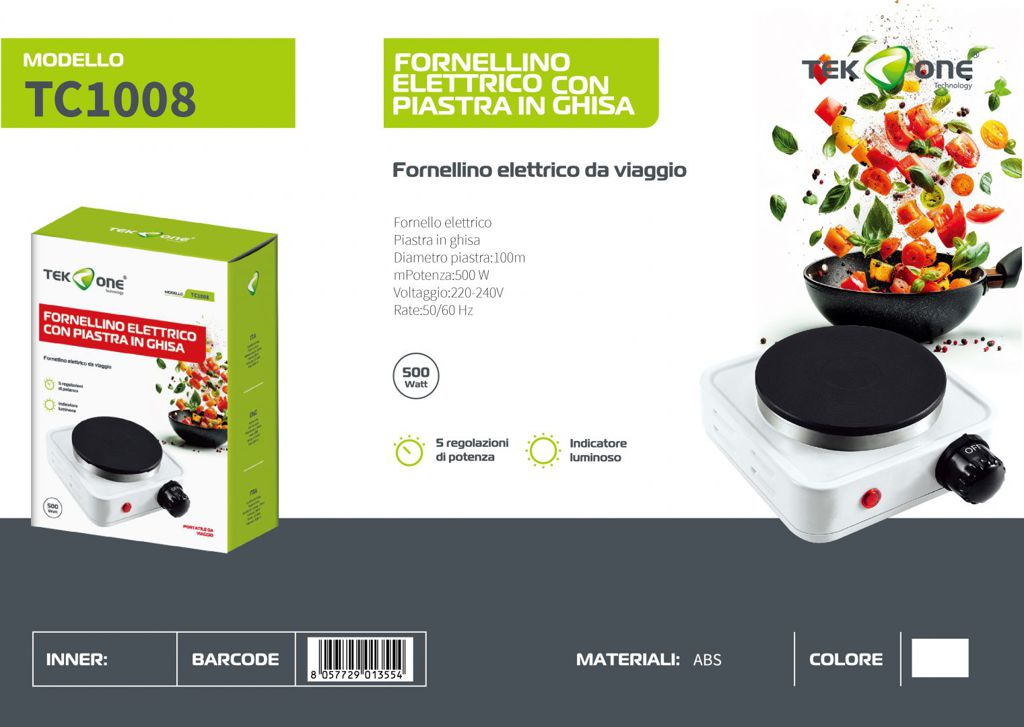 Fornello Elettrico Con Piastra In Ghisa 220-240V 50/60Hz 500W