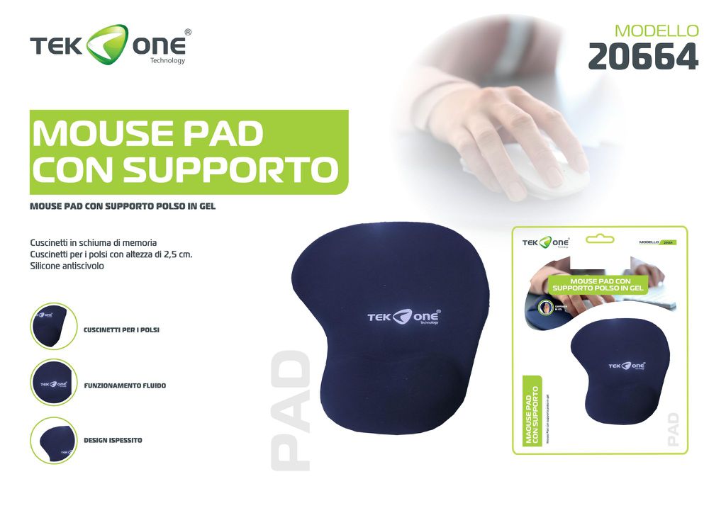 Mouse Pad Consupporto Polso In Gel