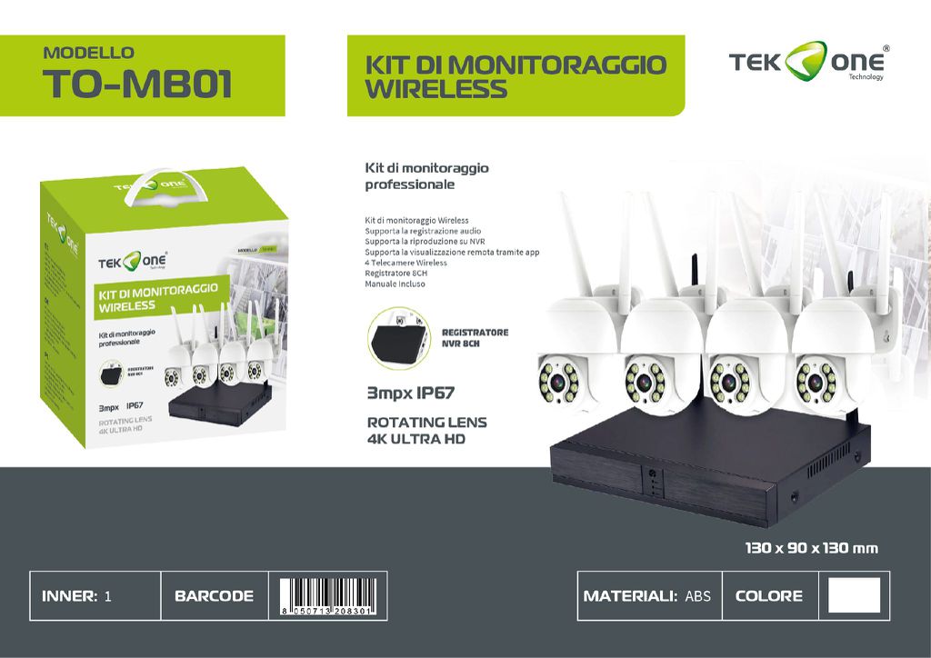 Kit Di Monitoraggio Wireless Nvr 8CH