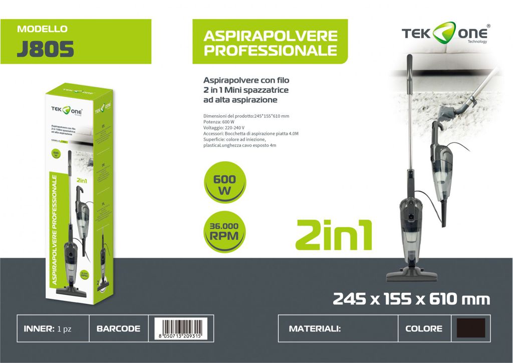 Aspirapolvere Professionale con Filo 2IN1 600W