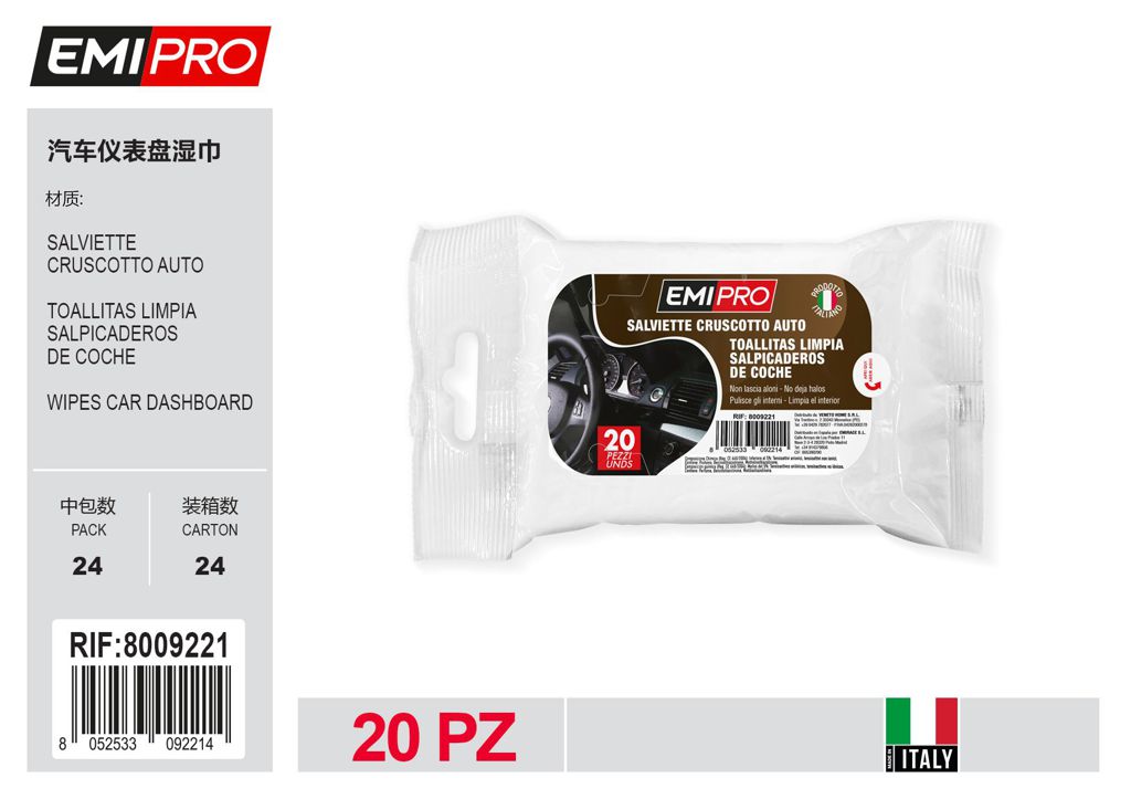 Salviette cruscotto auto 20Pz