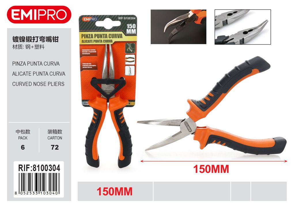 Pinza Punta Curva 150mm