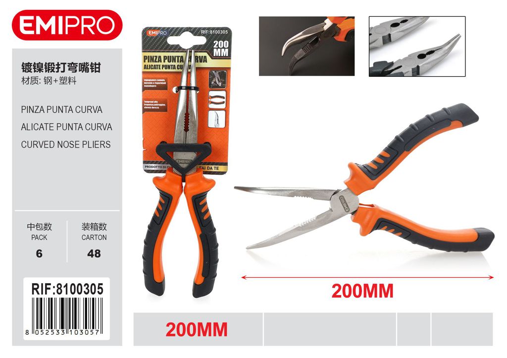 Pinza Punta Curva 200mm