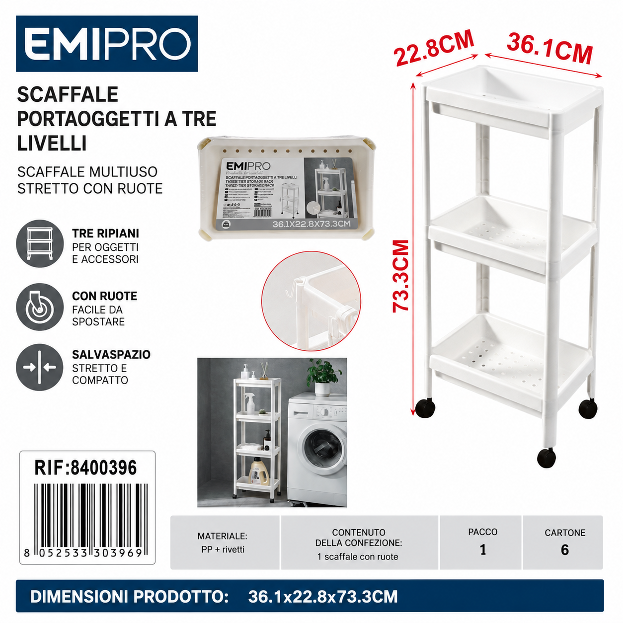 Scaffale Portaoggetti a Tre Livelli