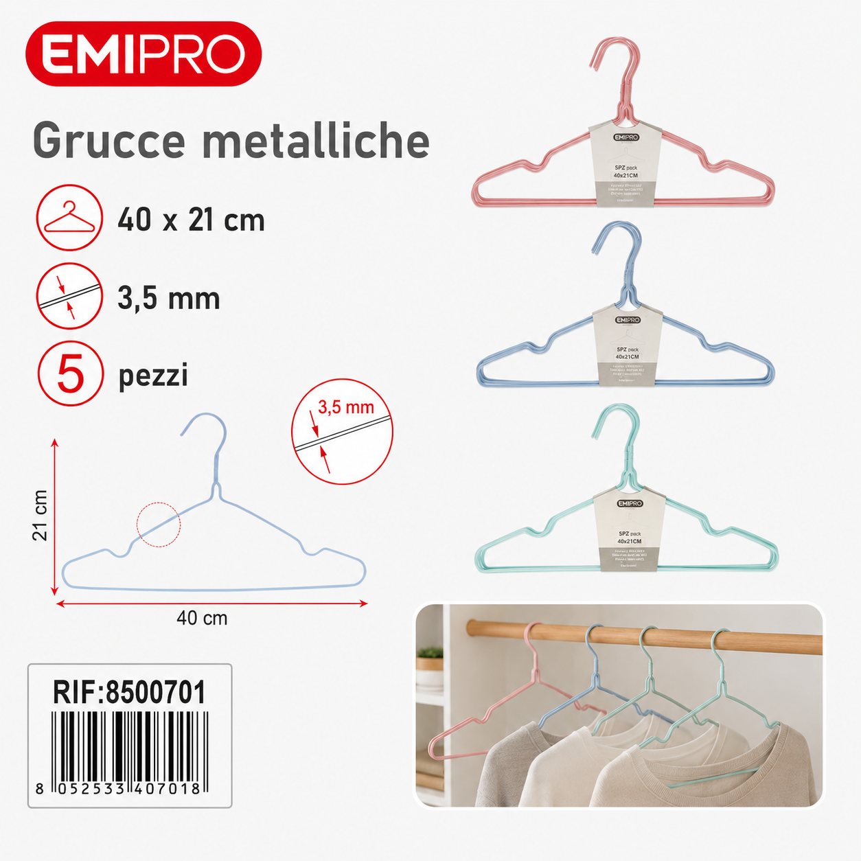 Grucce Metallo 5pz Cm.40*21