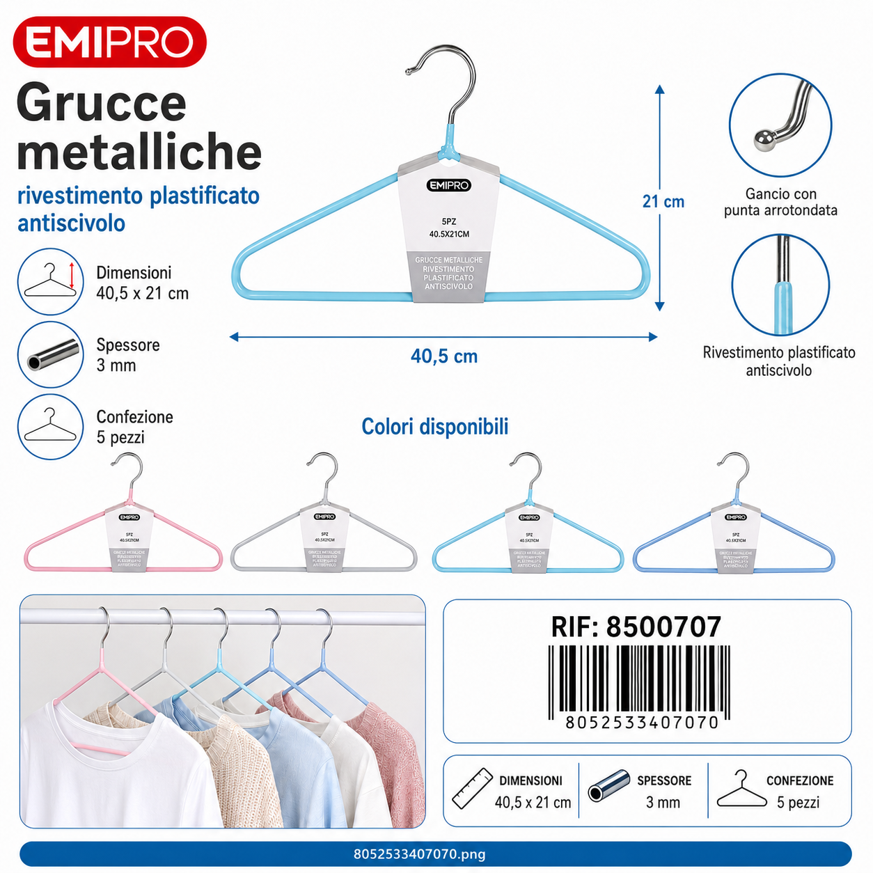 Grucce Metallo 5pz Cm.40.5*21