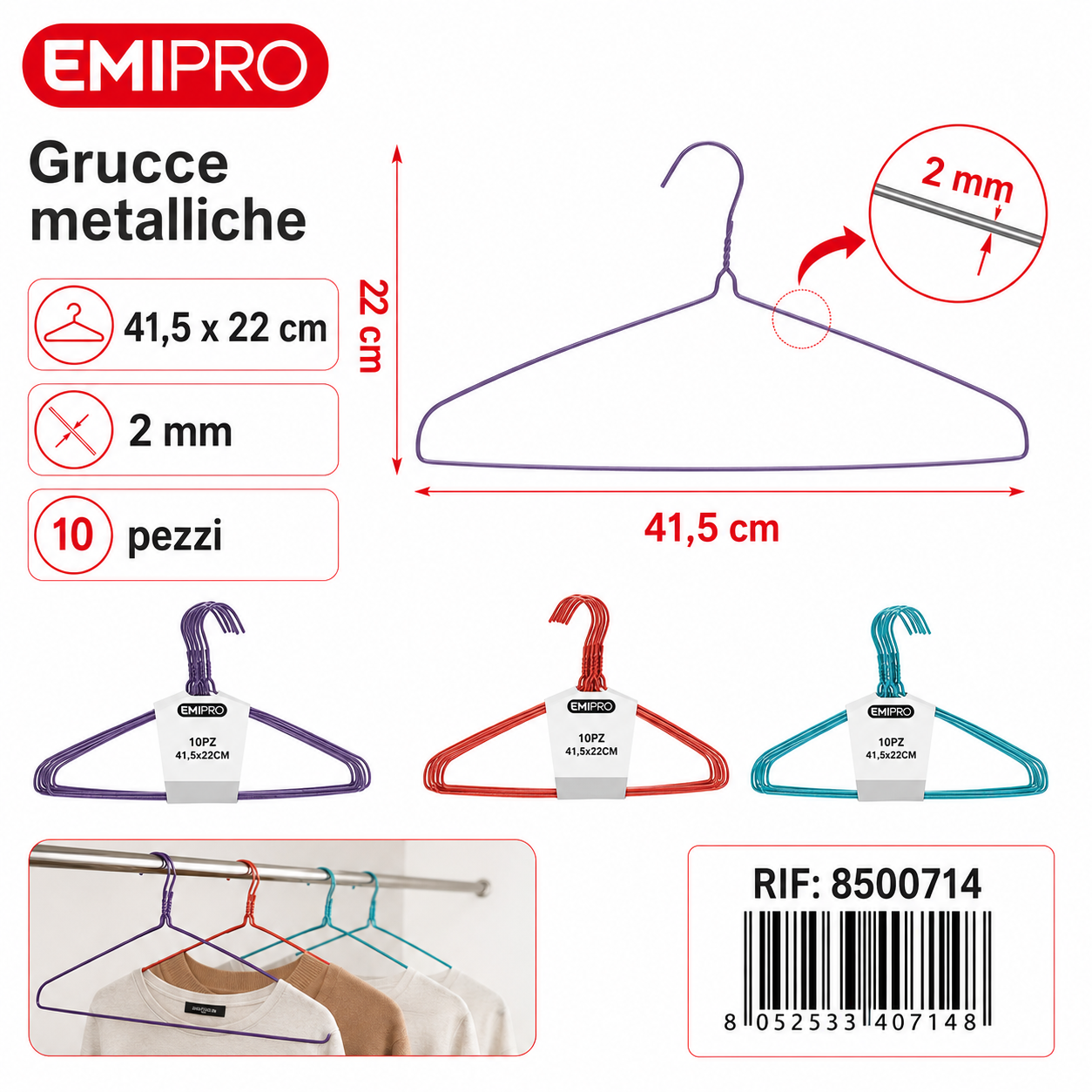 Grucce Metallo 10pz Cm.41.5x22