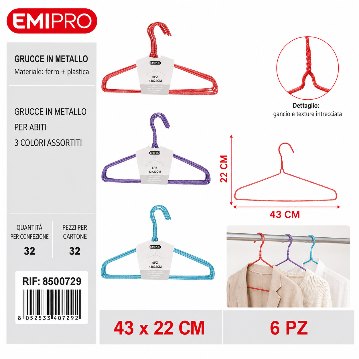 Grucce Metallo 6pcs 43*22cm 53g