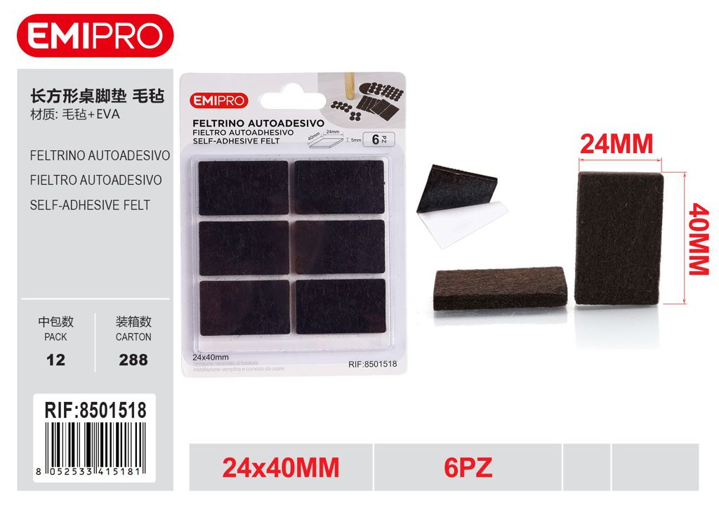 Feltrino Autoadesivo 24*40mm 6Pz