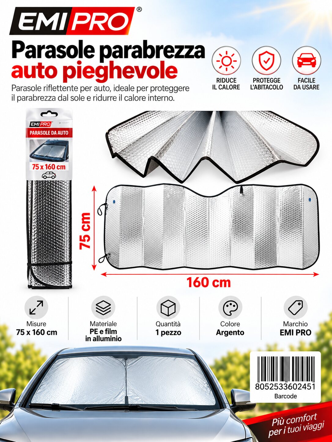 Parasole Da Auto 75X160cm
