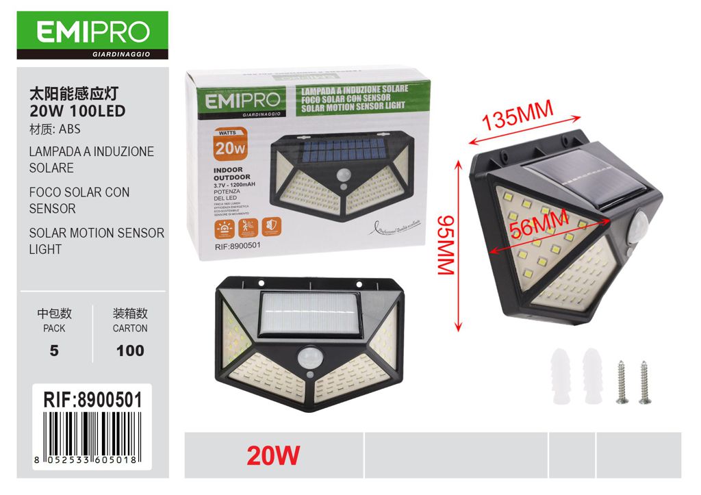 LAMPADA A INDUZIONE SOLARE 100LED