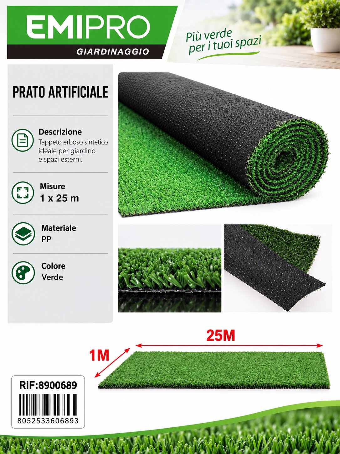 PRATO ARTIFICIALE 1.0*25M