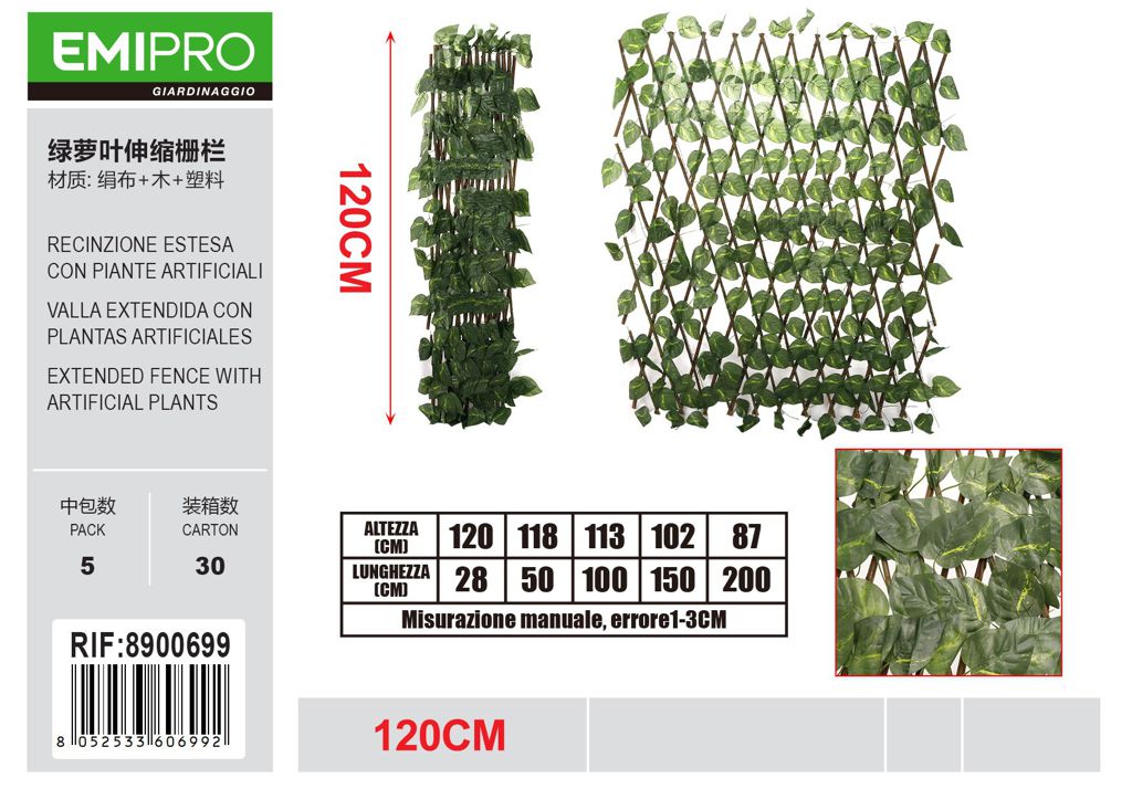 RECINZIONE ESTESA CON PIANTE ARTIFICIALI 120CM