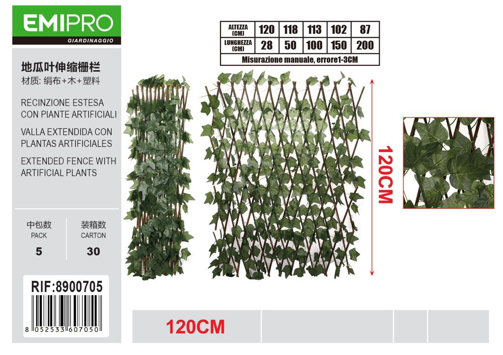 RECINZIONE ESTESA CON PIANTE ARTIFICIALI 120CM
