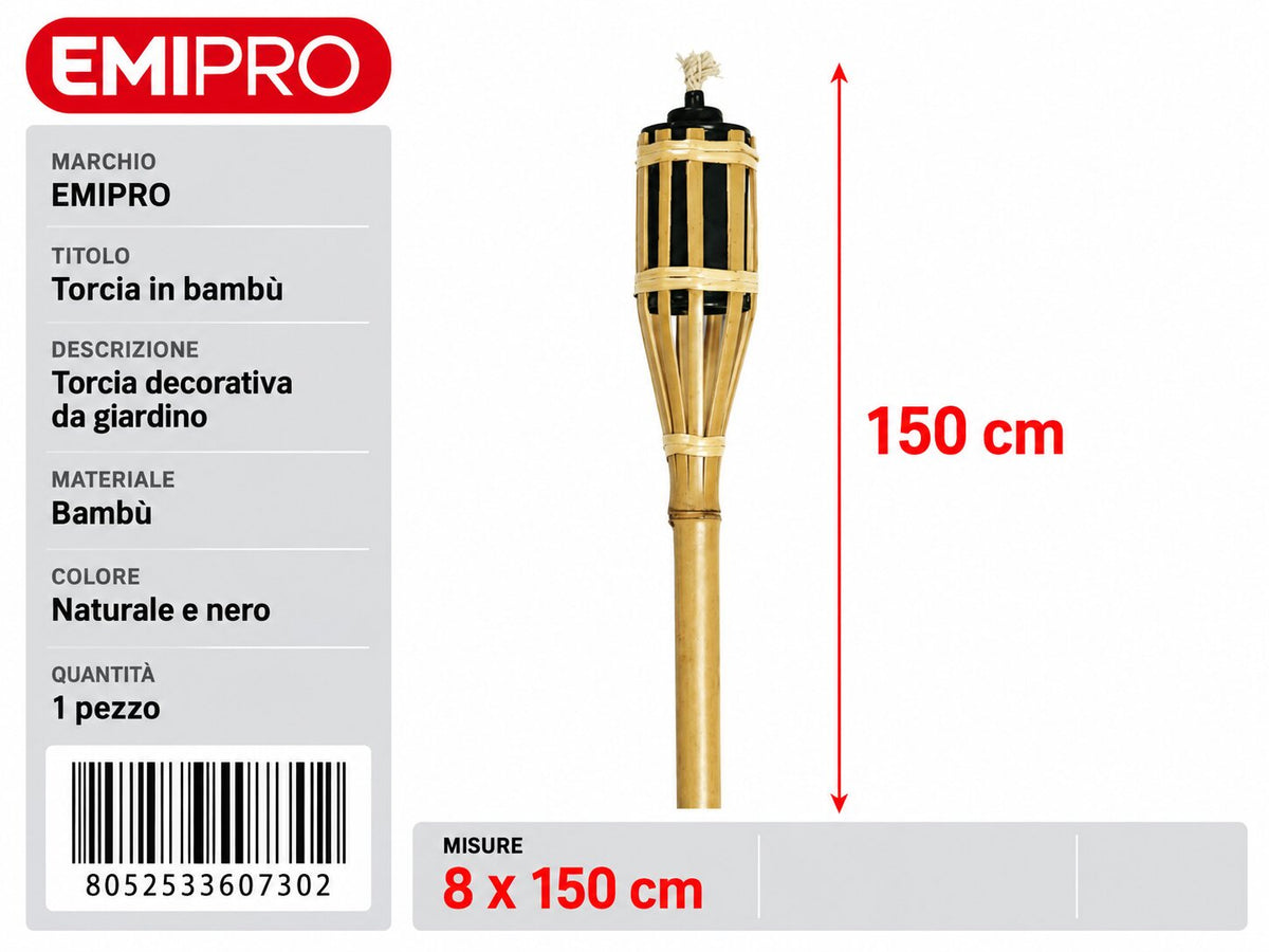 TORCIA BAMBU CM.150 DIAM CM.8