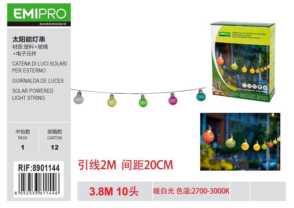 CATENA DI LUCI SOLARI PER ESTERNO 3.8M