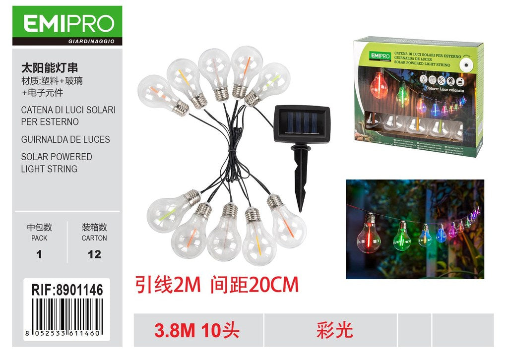 CATENA DI LUCI SOLARI PER ESTERNO 3.8M