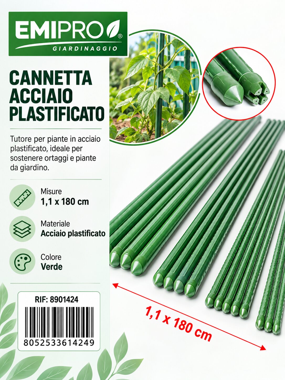 CANNETTA ACCIAIO PLASTIFICATO 1.1*180CM