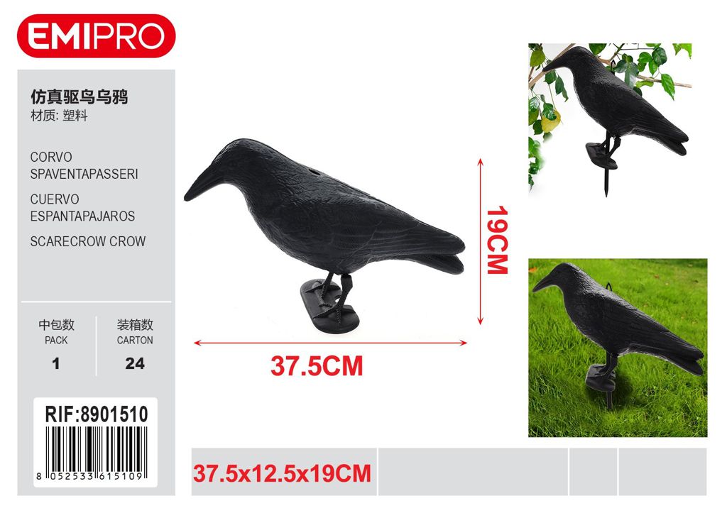 CORVO SPAVENTAPASSERI 37.5*12.5*19CM