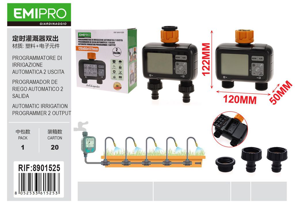 PROGRAMMATORE DI IRRIGAZIONE AUTOMATICA 2 USCITA