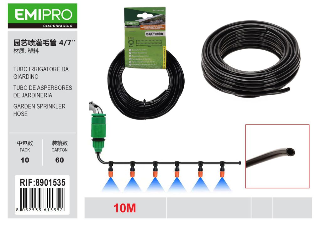 TUBO IRRIGATORE DA GIARDINO 4/7# 10M