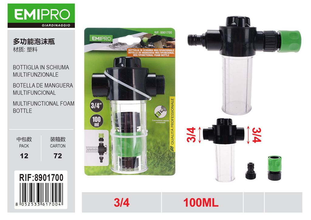BOTTIGLIA IN SCHIUMA MULTIFUNZIONALE