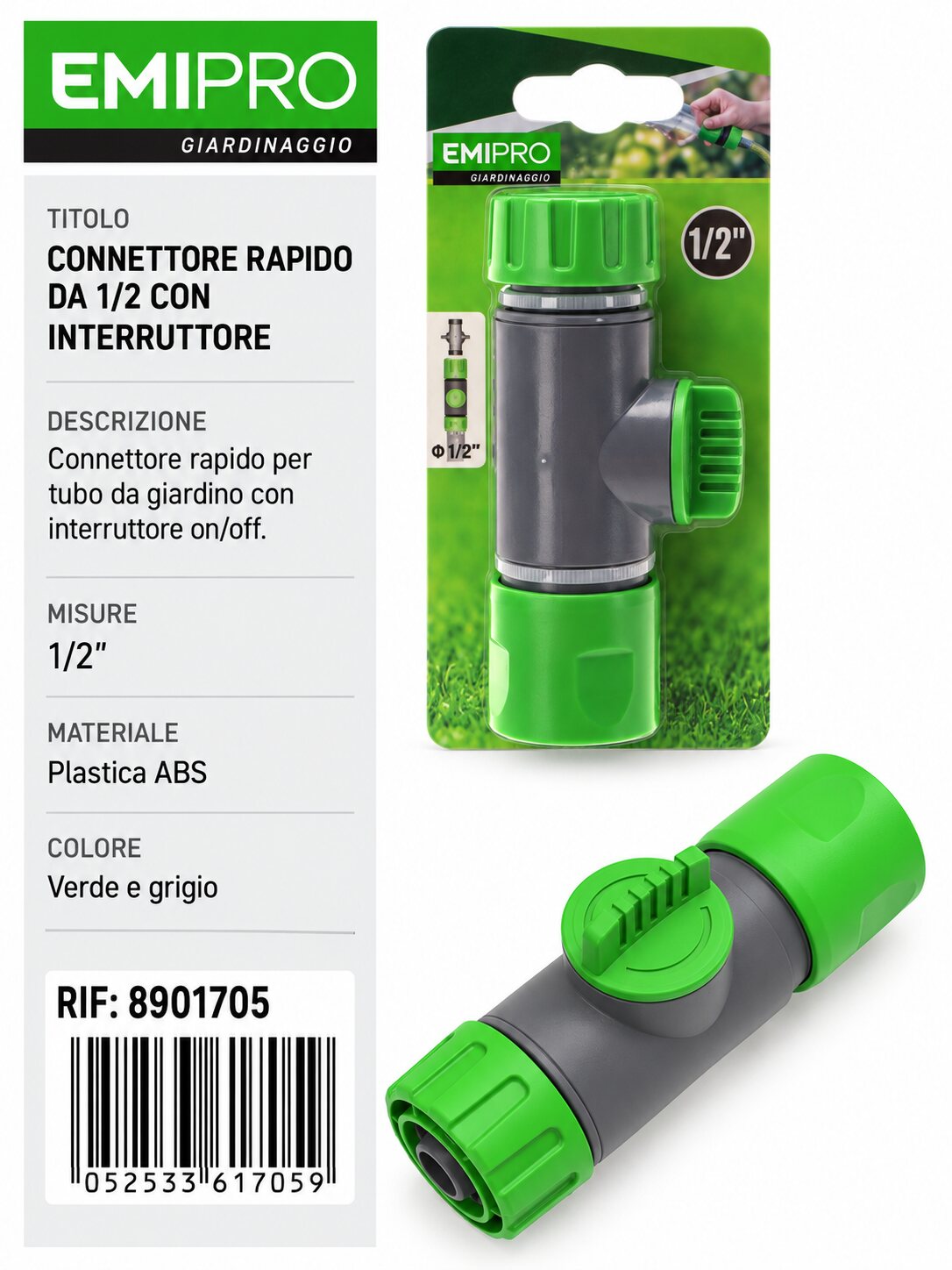 CONNETTORE RAPIDO DA 1 2 CON INTERRUTTORE