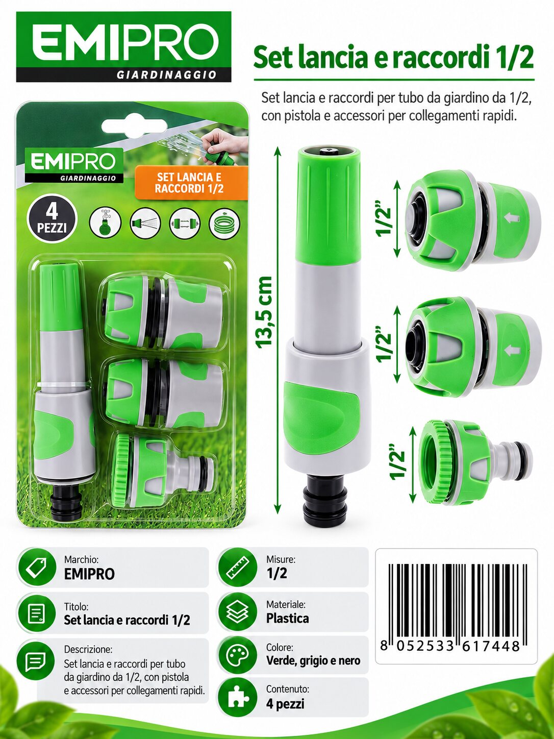 SET LANCIA E RACCORDO 1/2
