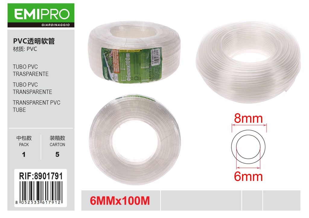 TUBO PVC TRASPARENTE 6MM*100M
