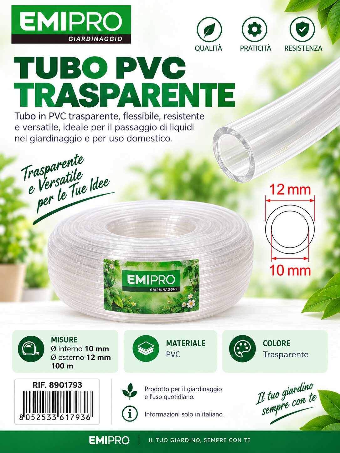 TUBO PVC TRASPARENTE 10MM*100M