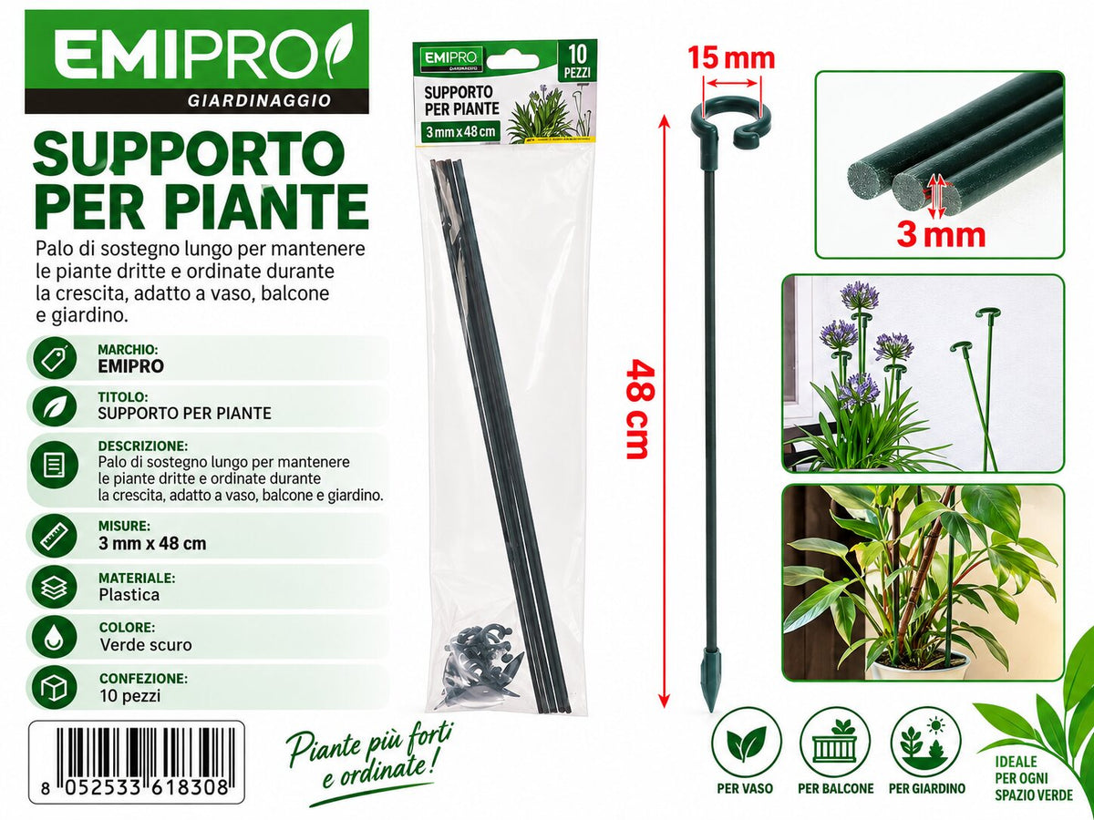 SUPPORTO ALLE PIANTE 3MM*48CM