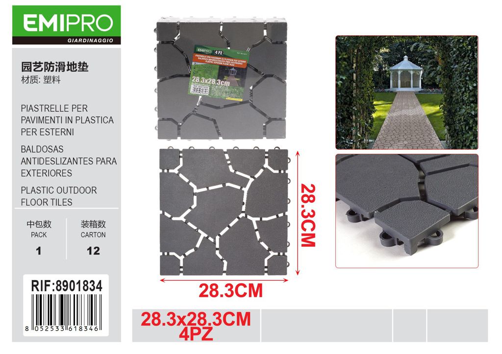 PIASTRELLE IN PLASTICA PER ESTERNI 28.3*28.3CM 4PZ