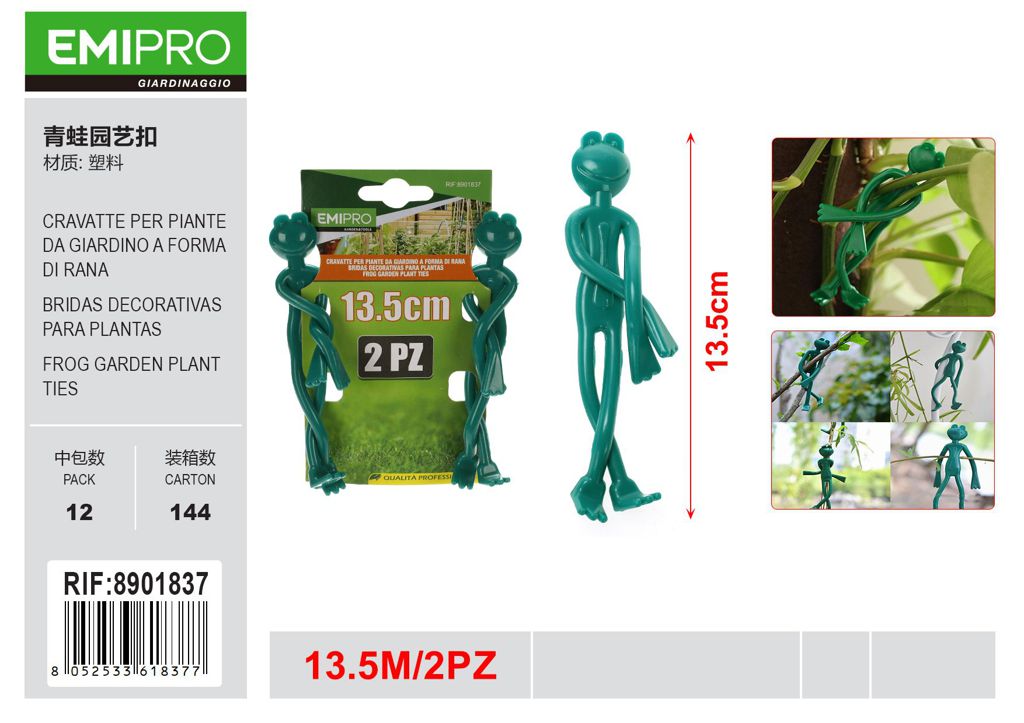 CRAVATTE PER PIANTE DA GIARDINO A FORMA DI RANA 13.5CM 2PZ