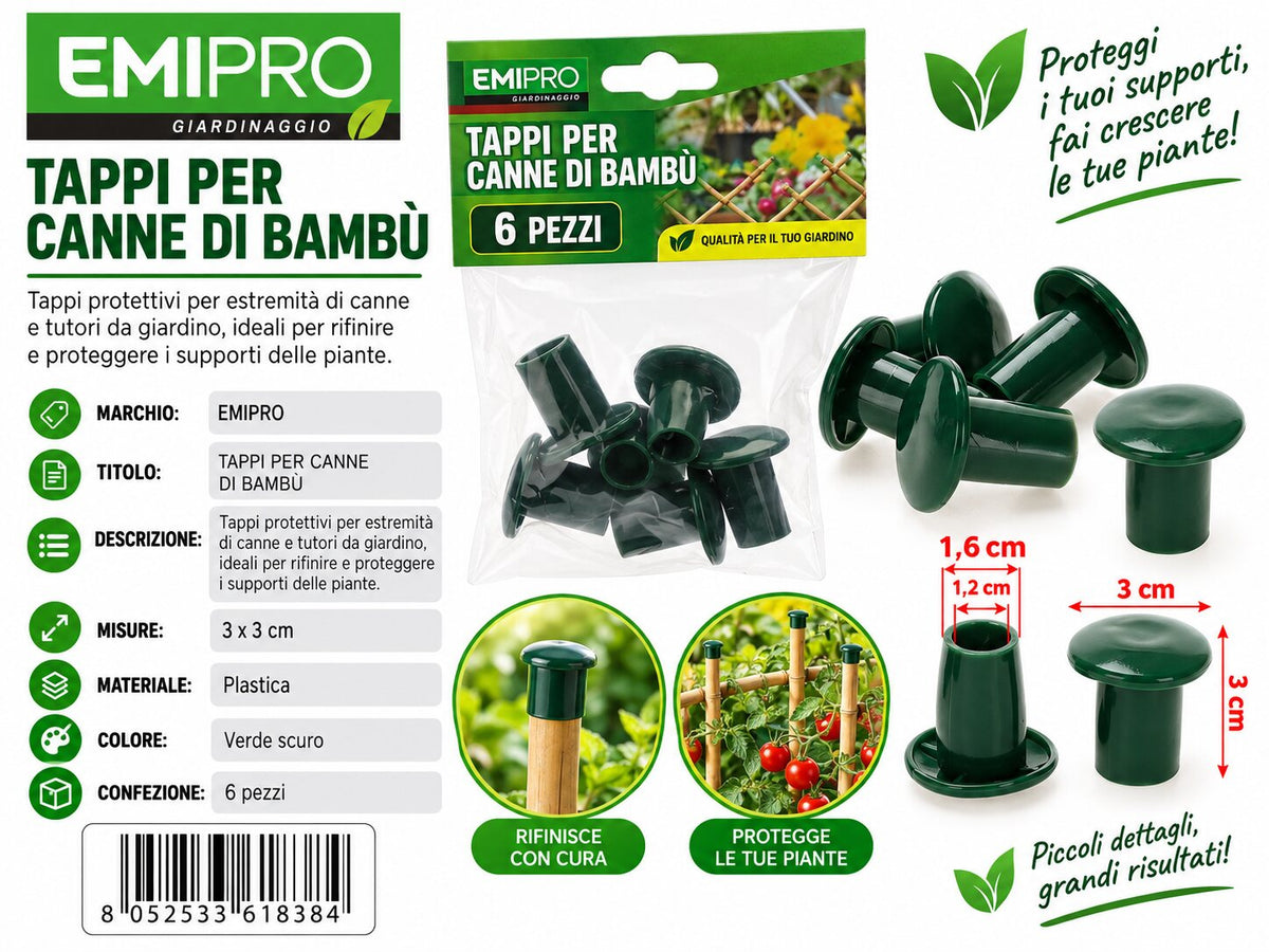 TAPPO PER CANNA DI BAMBU 6PZ