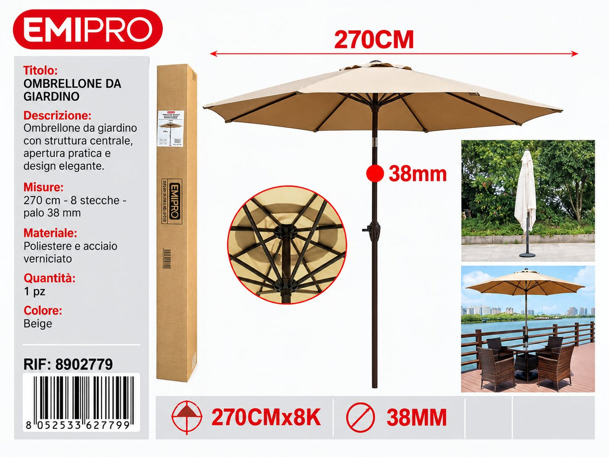 OMBRELLONE DA GIARDINO 270CM