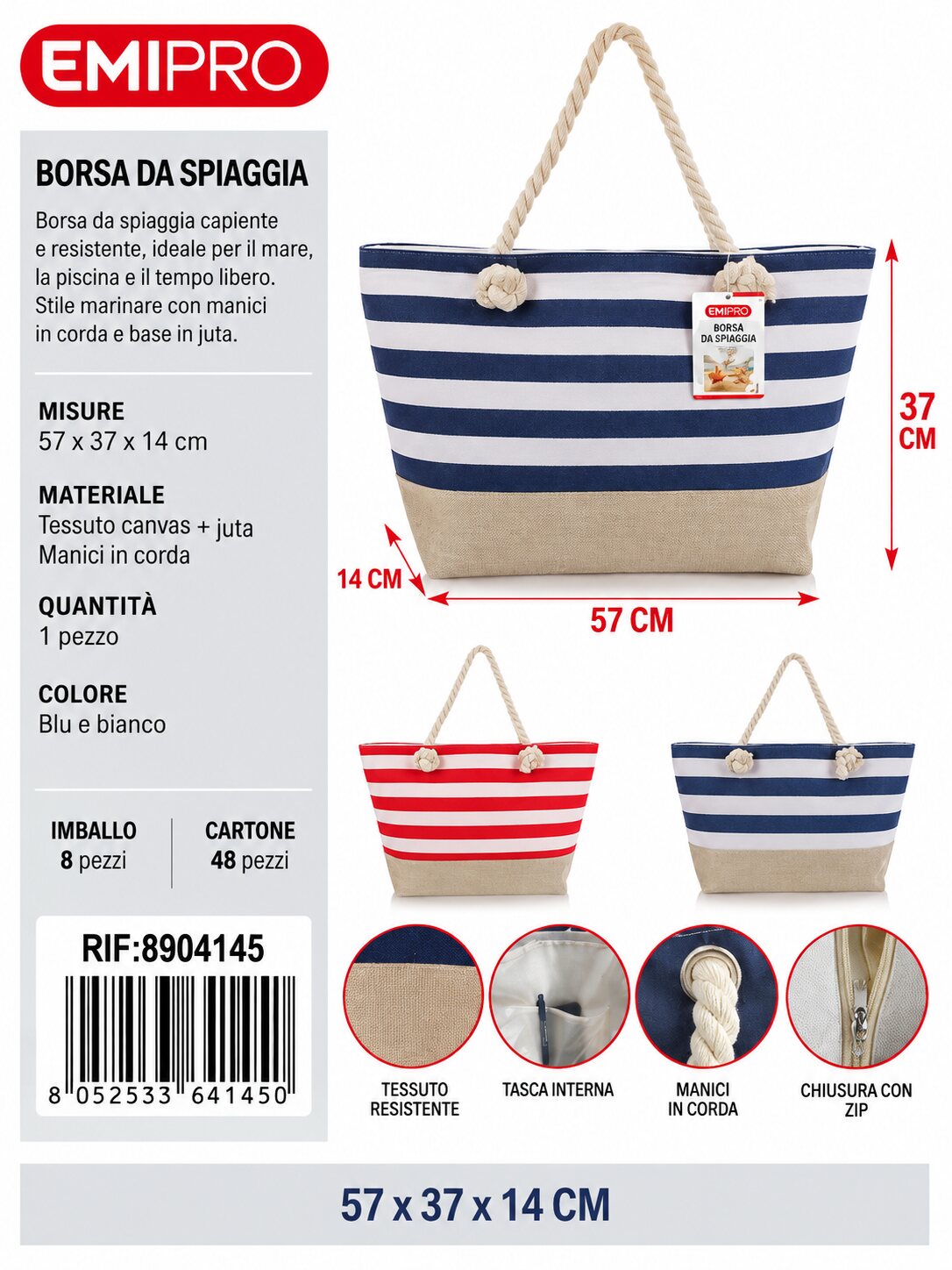 Borsa Da Spiaggia 57*37*14cm