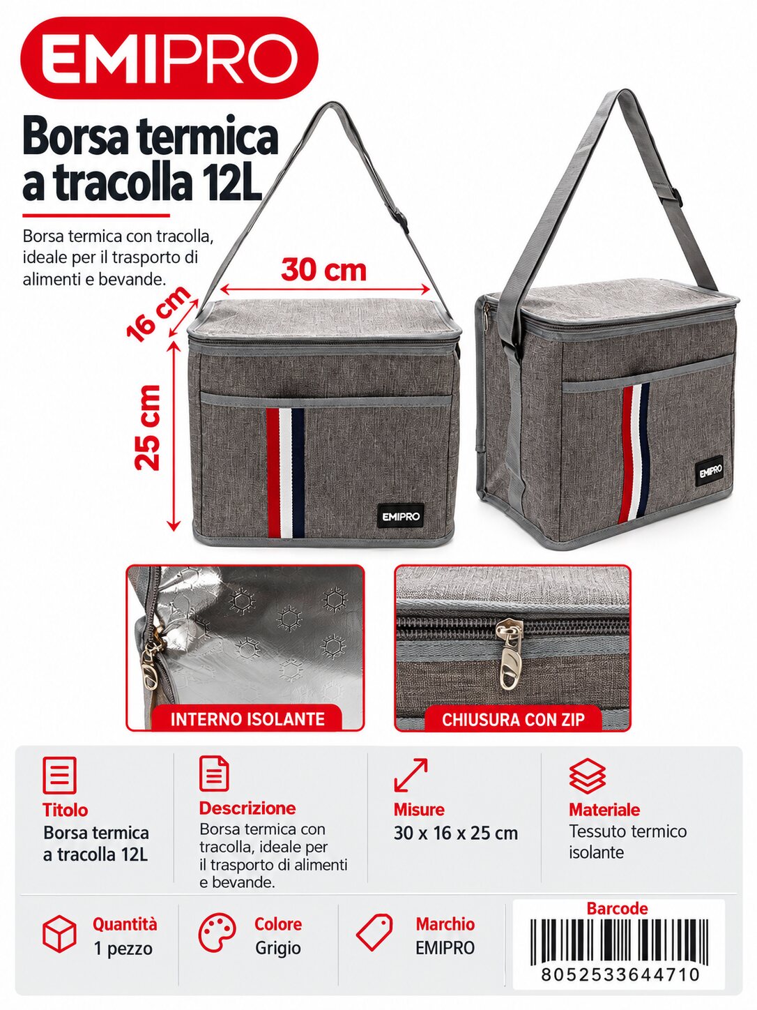 Borsa Frigo 12L 30*16*25cm