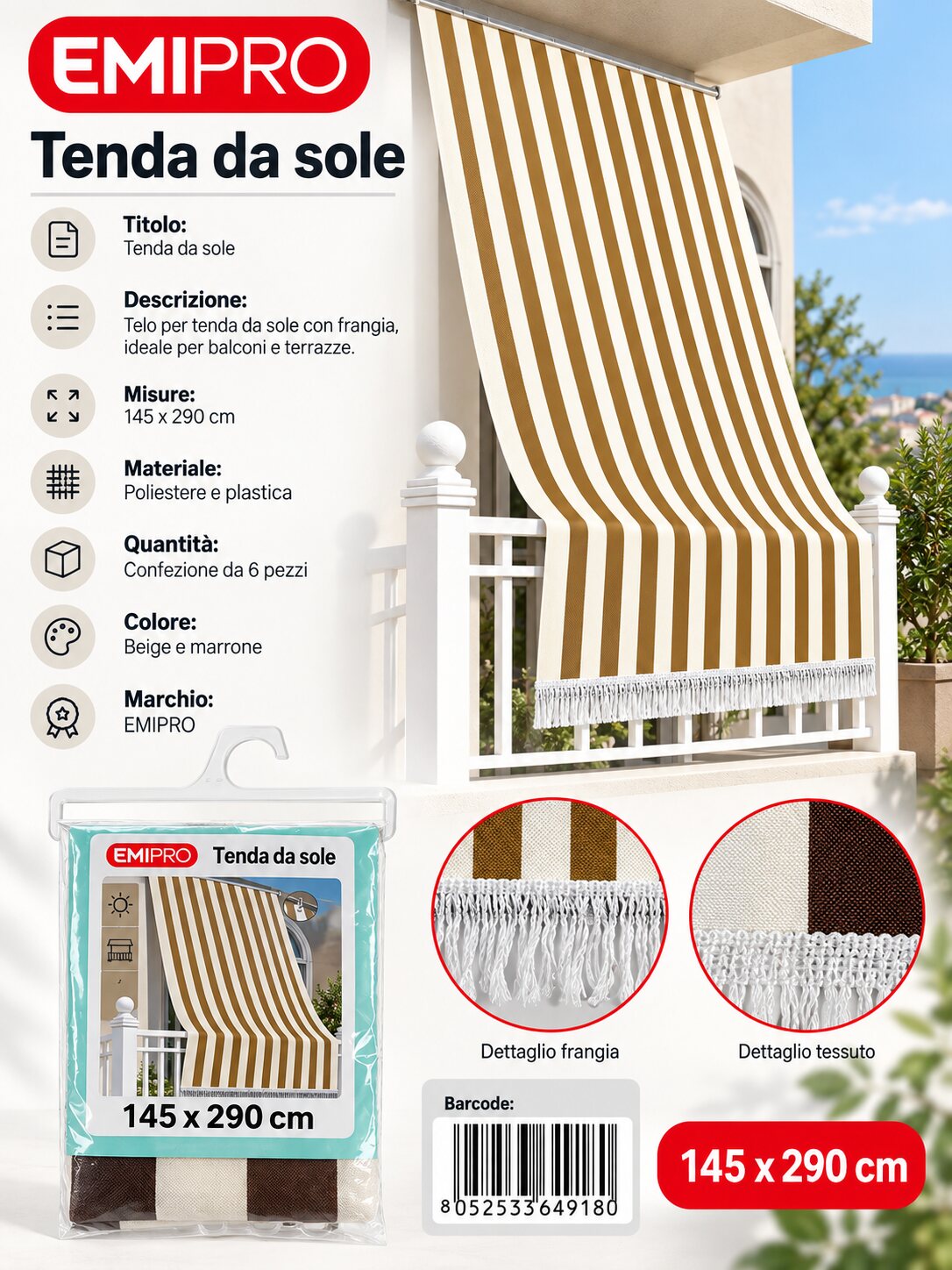 Tenda Sole 145*290cm
